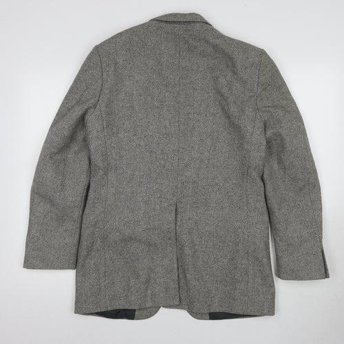 St Michael Men's Grey Wool Blazer, Size 38R, Herringbone