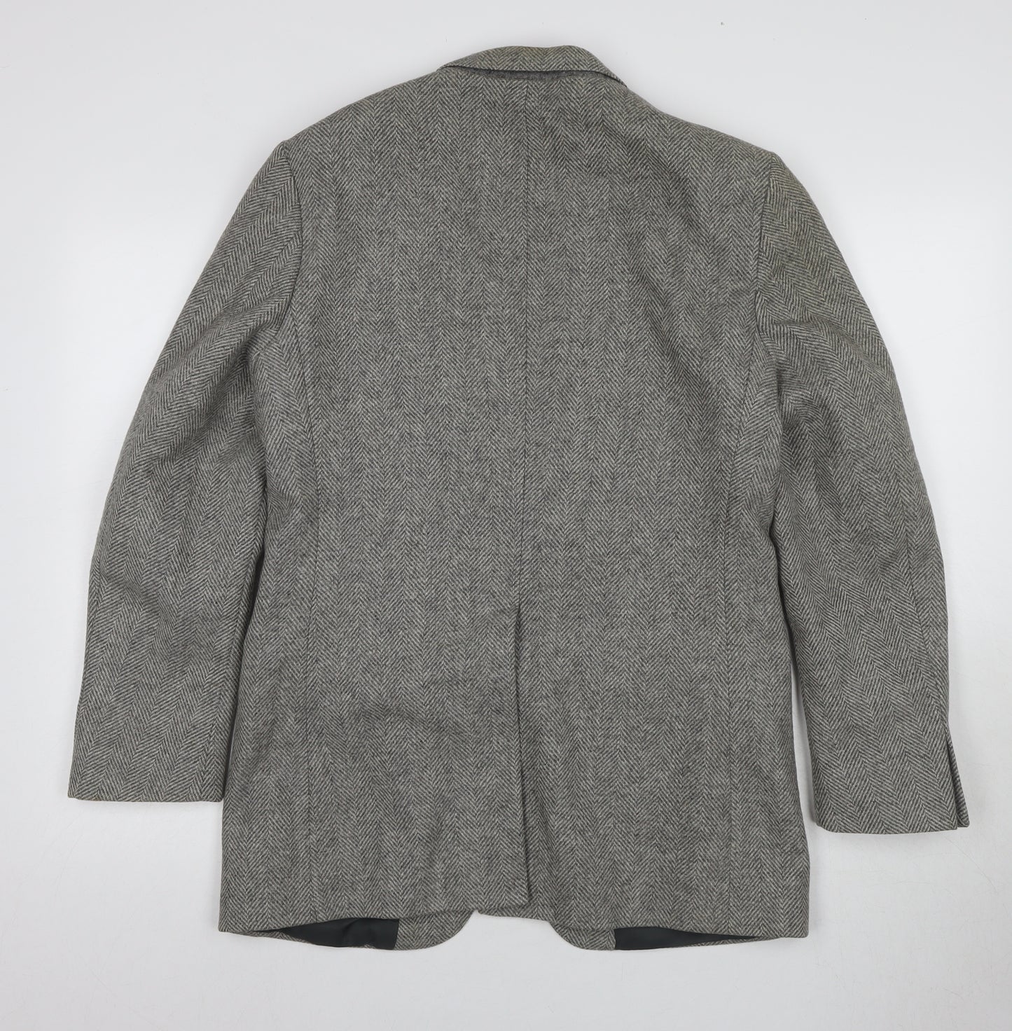 St Michael Men's Grey Wool Blazer, Size 38R, Herringbone