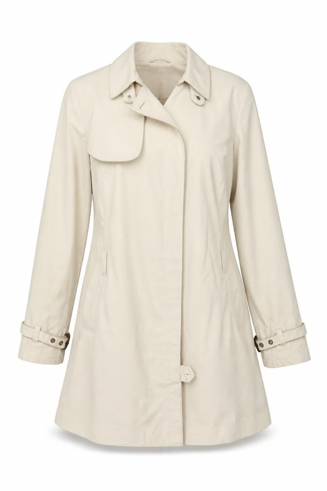 Front view of Gap Women's Beige Long Trench Coat M Classic Cotton