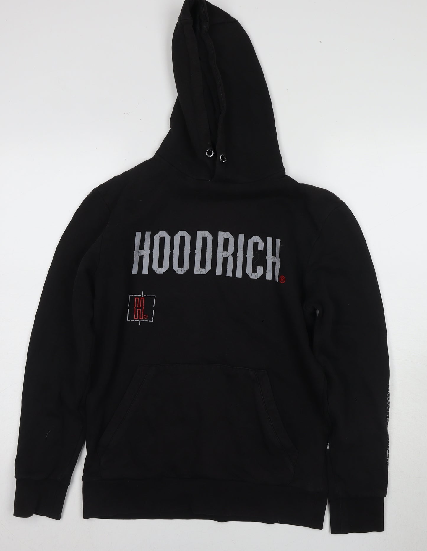 Hoodrich Men's Black Pullover Hoodie S, Logo Accent