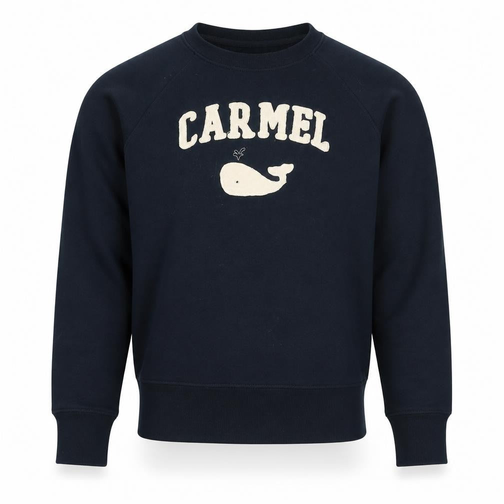 Front view of BLUE 84 unisex navy blue 'carmel' sweatshirt, size S, pullover