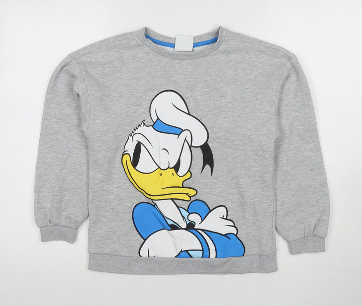 Disney Boys Grey Donald Duck Cartoon Pullover Sweatshirt 10-11 Years