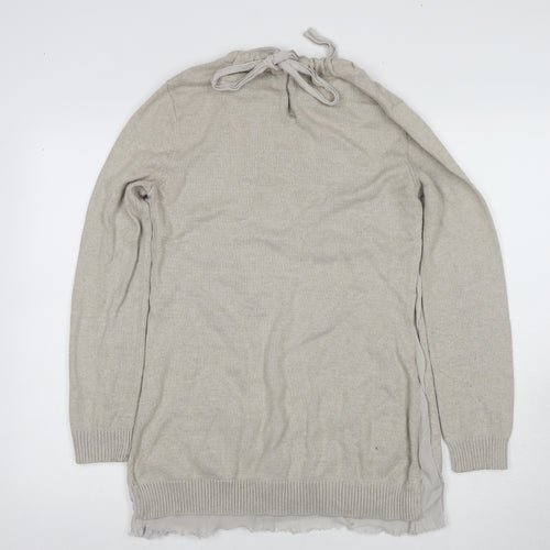 Oui Women's Beige Pullover Jumper, Size 14, Knit, Long Sleeve