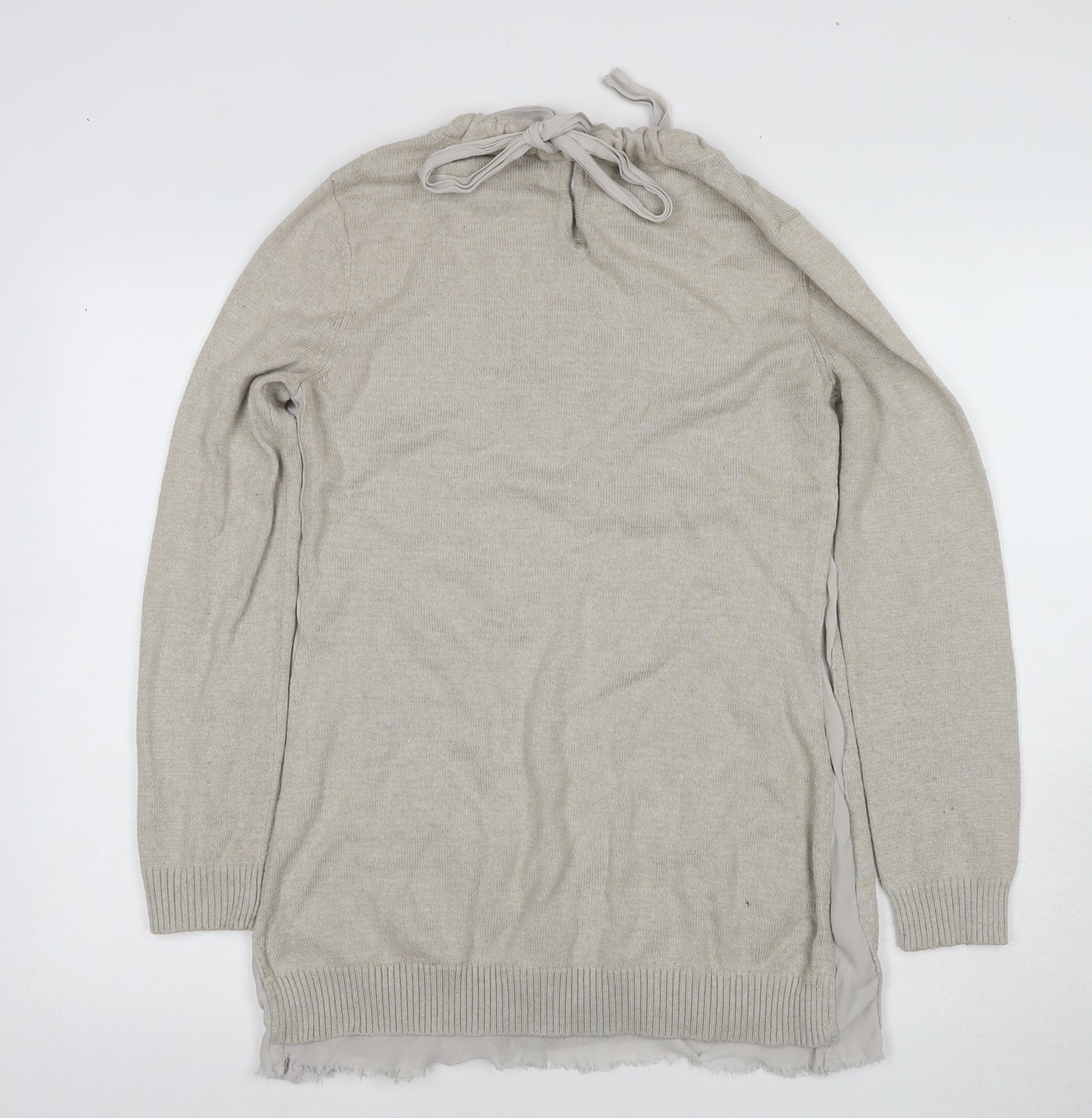 Oui Women's Beige Pullover Jumper, Size 14, Knit, Long Sleeve