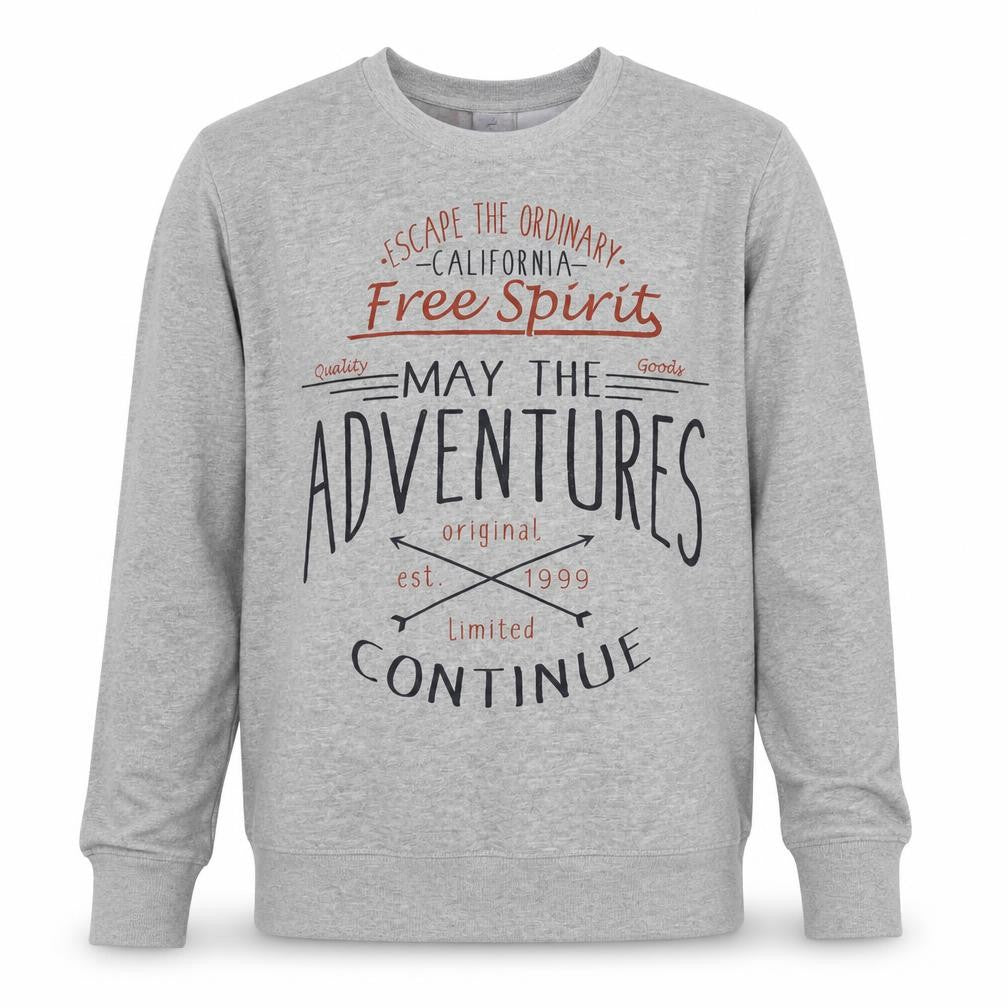 Front view of SMOG unisex grey graphic print sweatshirt