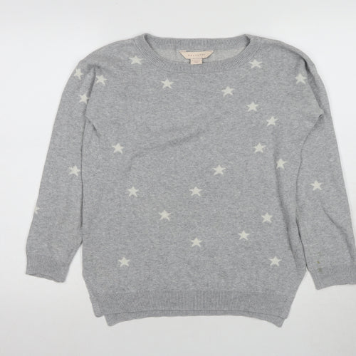 Mauvette Women's Grey Stars Pullover Jumper Size 8