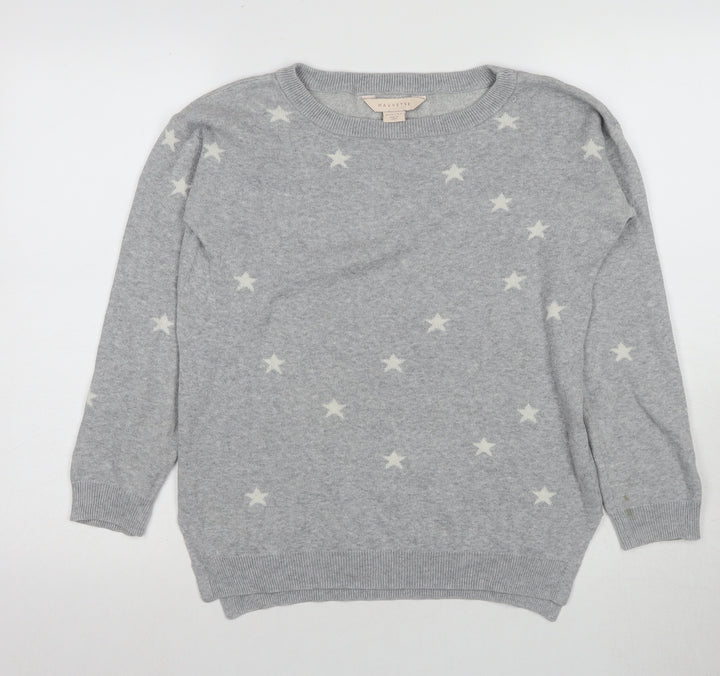 Mauvette Women's Grey Stars Pullover Jumper Size 8