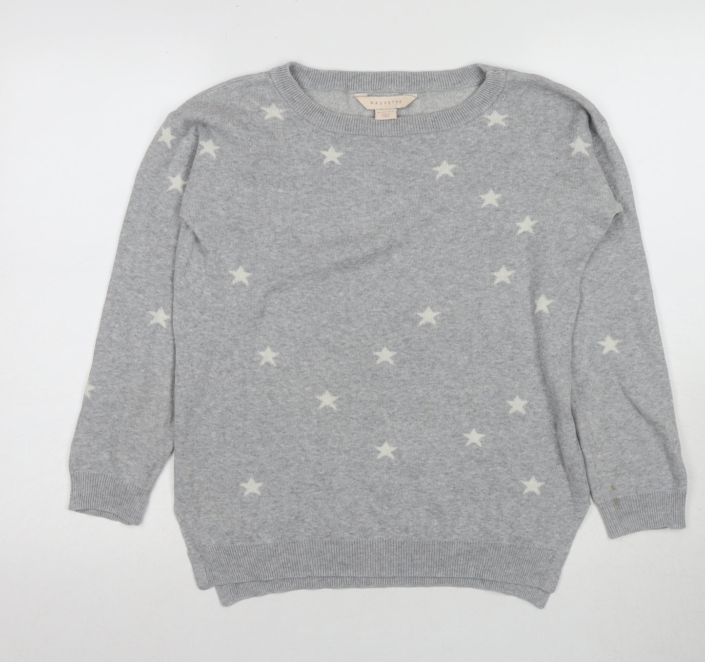 Mauvette Women's Grey Stars Pullover Jumper Size 8