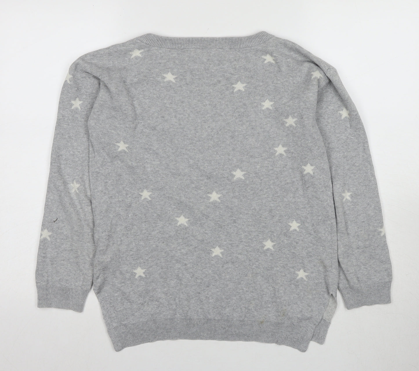 Mauvette Women's Grey Stars Pullover Jumper Size 8