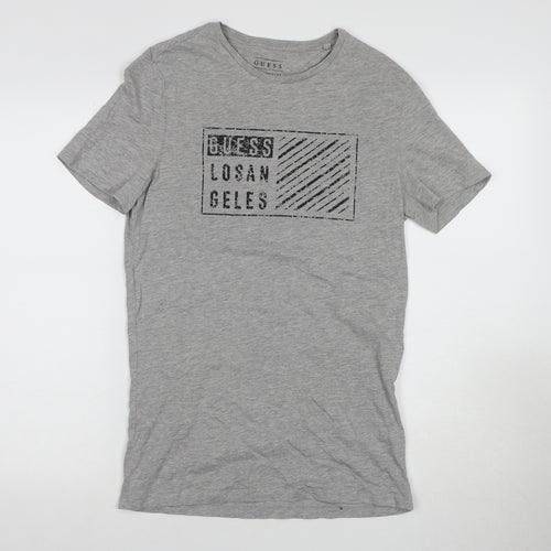 GUESS Men's Grey Crew Neck T-Shirt M Los Angeles Logo