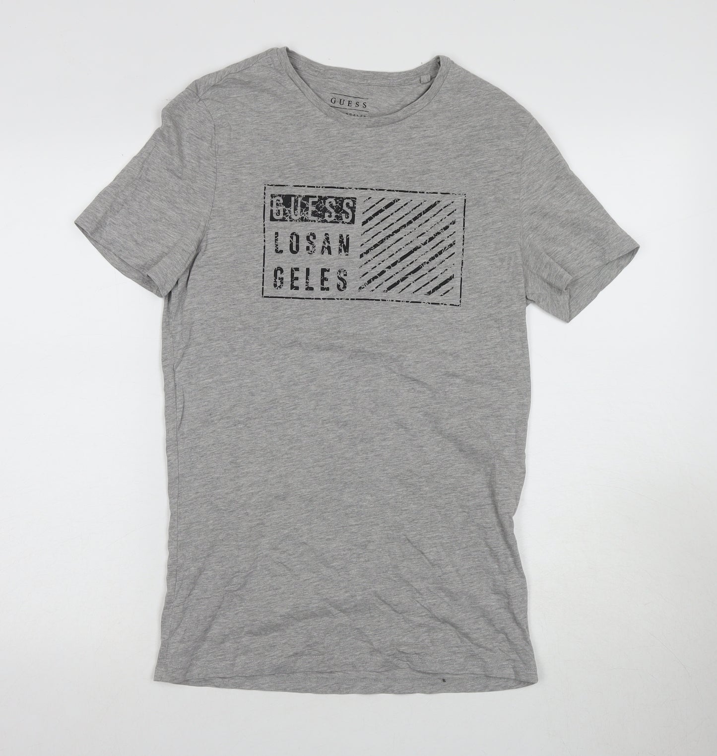 GUESS Men's Grey Crew Neck T-Shirt M Los Angeles Logo