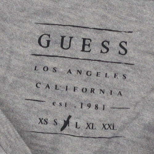 GUESS Men's Grey Crew Neck T-Shirt M Los Angeles Logo