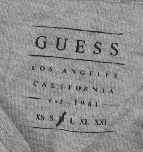 GUESS Men's Grey Crew Neck T-Shirt M Los Angeles Logo