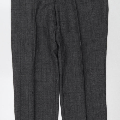 Marks and Spencer Men's Grey Check Trousers Size 34