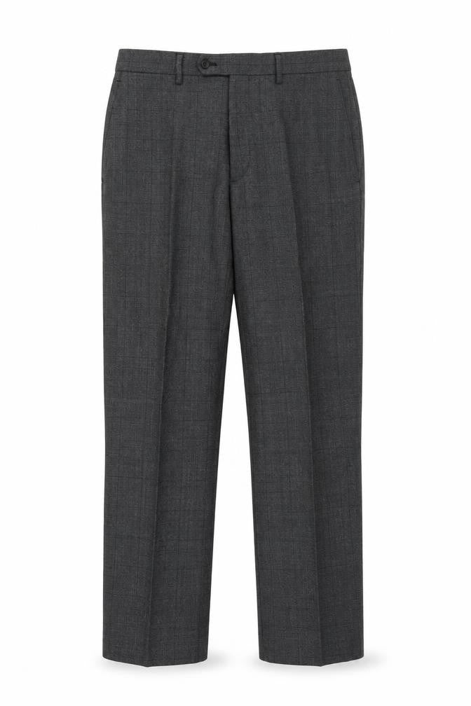 Front view of Marks & Spencer Men's Grey Check Trousers, size 34