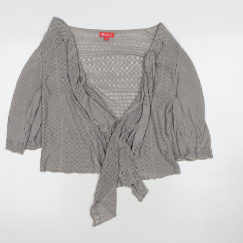 Monsoon Women's Grey Open-Knit Wrap Jumper M