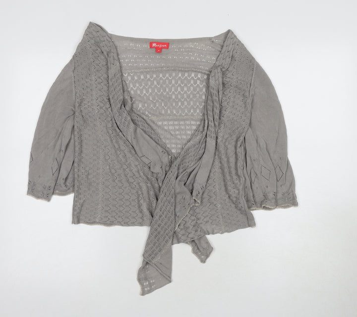 Monsoon Women's Grey Open-Knit Wrap Jumper M