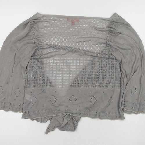 Monsoon Women's Grey Open-Knit Wrap Jumper M
