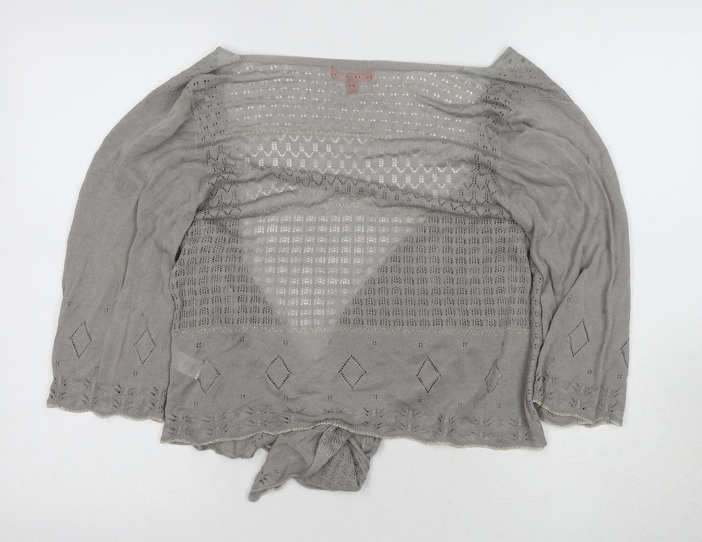 Monsoon Women's Grey Open-Knit Wrap Jumper M