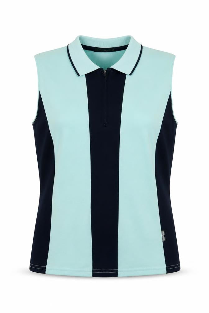 Front view of Glenmuir Men's Sleeveless Polo, Multicoloured, M