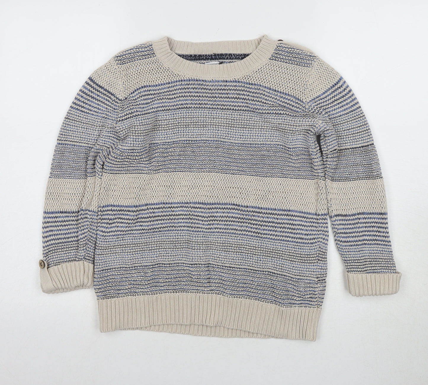 Moulinette & True Women's Beige Striped Pullover Jumper Size 12