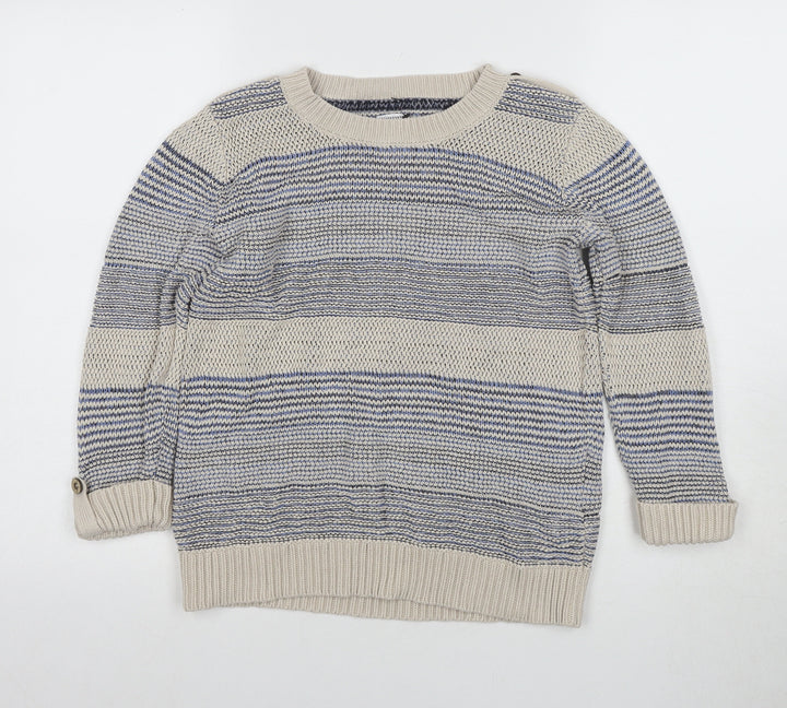 Moulinette & True Women's Beige Striped Pullover Jumper Size 12