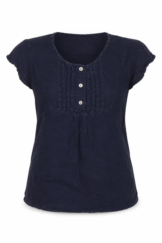 Front view of Stella Marini Women's Blue Cotton Blouse, size S