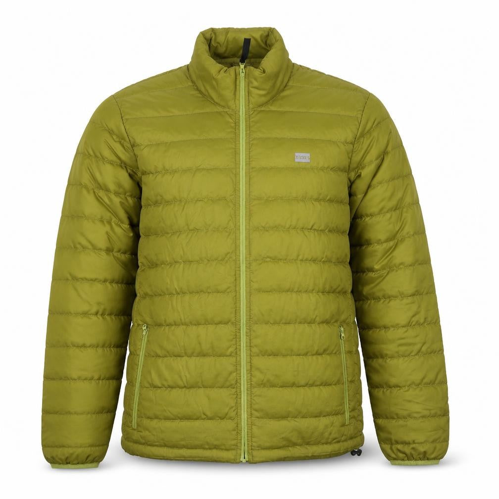 Front view of Levi's Men's Green Puffer Jacket S Stand-Up Collar Casual