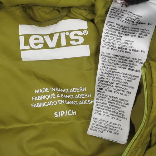 Levi's Men's Green Puffer Jacket S Stand-Up Collar Casual