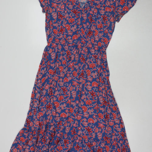 Gap Women's M Blue Red Floral A-Line Dress