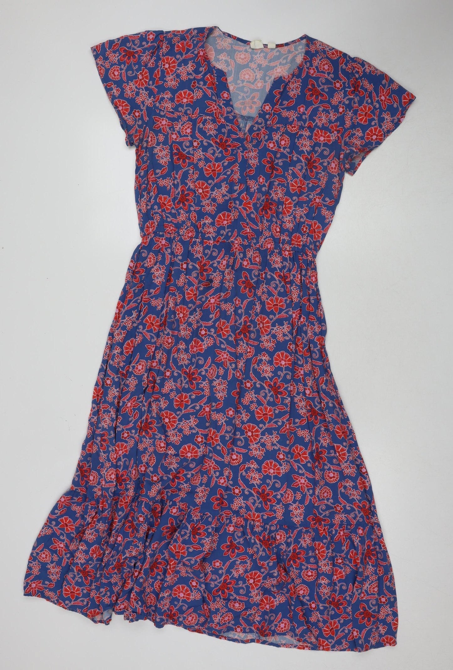 Gap Women's M Blue Red Floral A-Line Dress