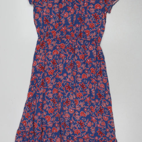 Gap Women's M Blue Red Floral A-Line Dress