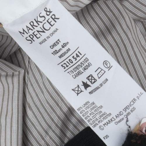 Marks and Spencer Men's Brown Linen Blazer 40R