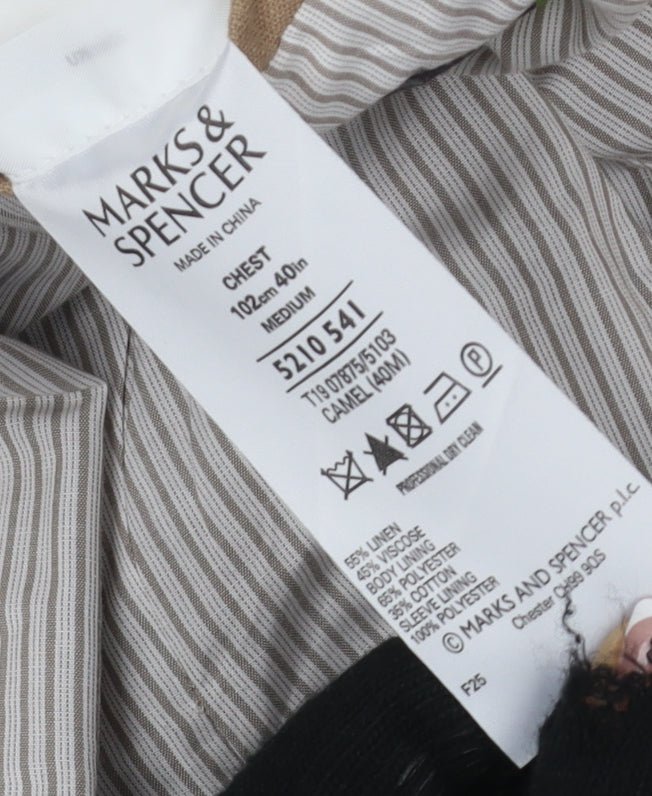 Marks and Spencer Men's Brown Linen Blazer 40R