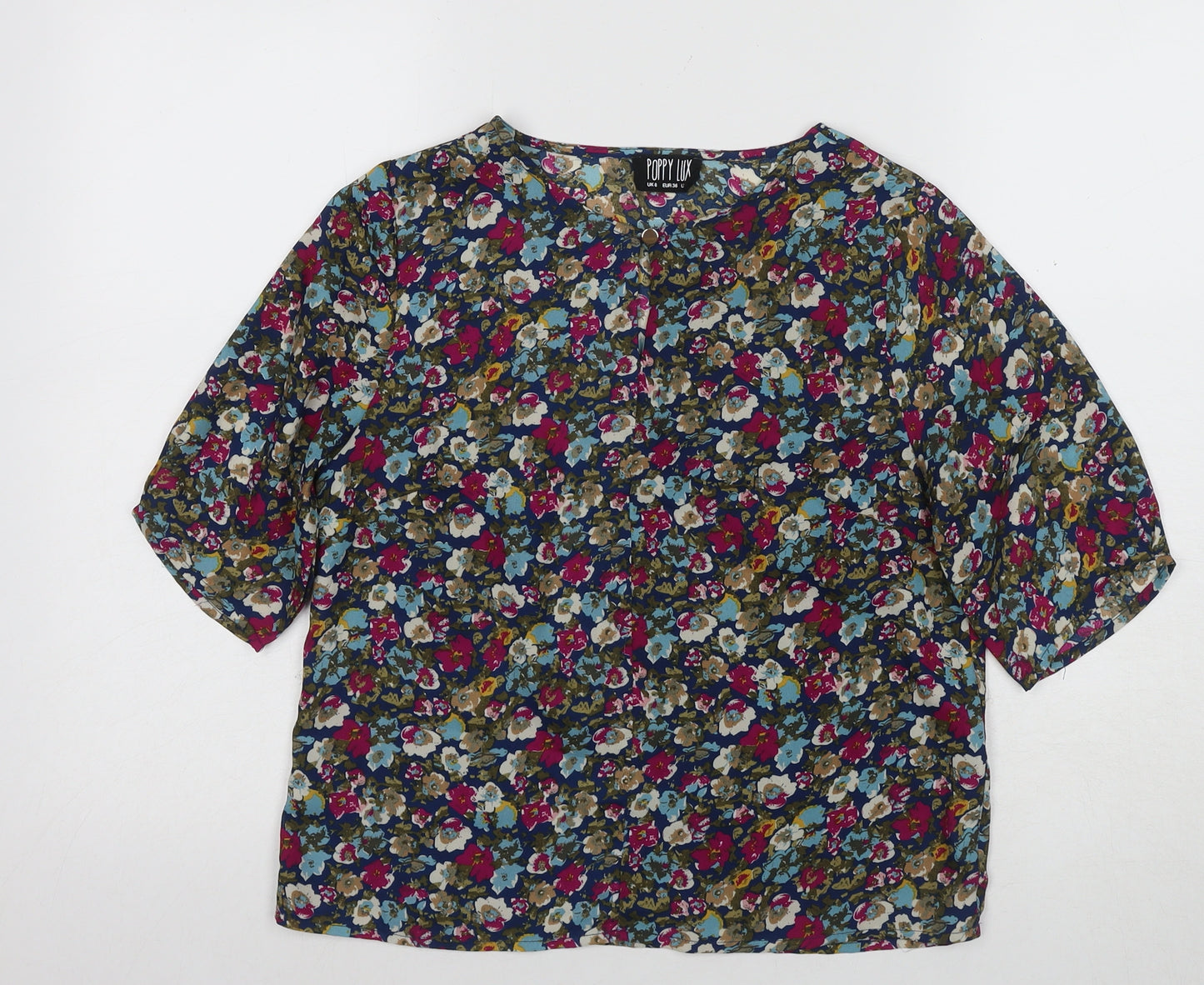 Poppy Lux Women's Multicoloured Floral Top Size 10
