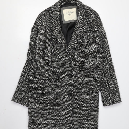 Abercrombie & Fitch Women's Black Tweed Overcoat M