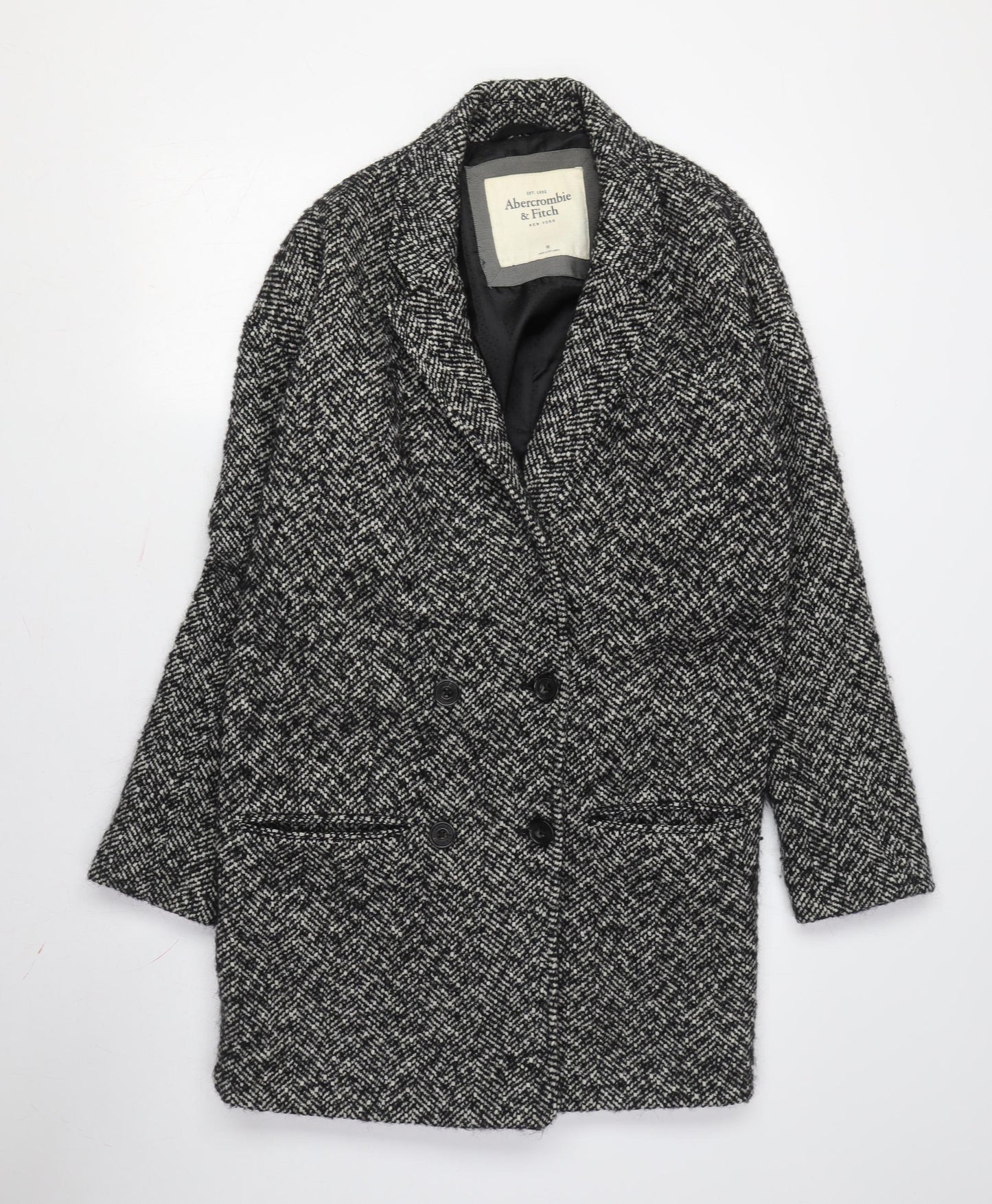 Abercrombie & Fitch Women's Black Tweed Overcoat M