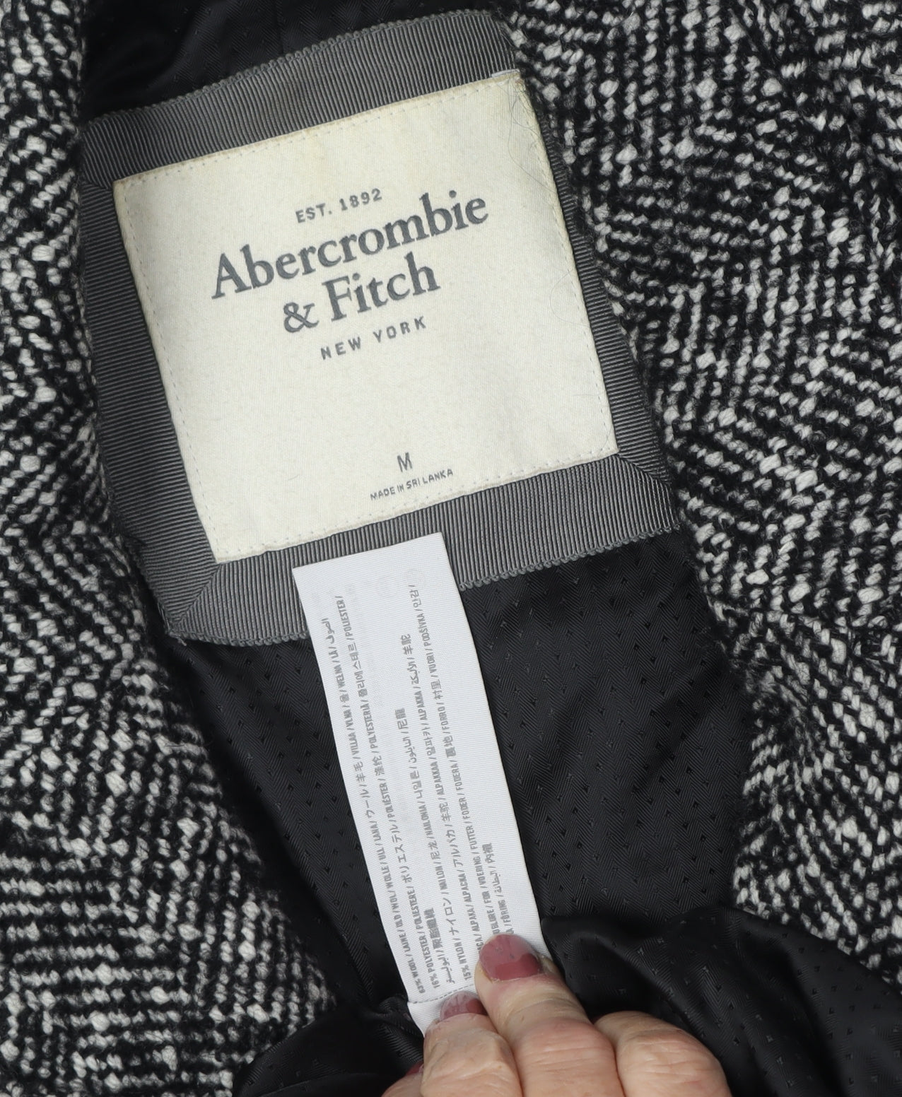 Abercrombie & Fitch Women's Black Tweed Overcoat M
