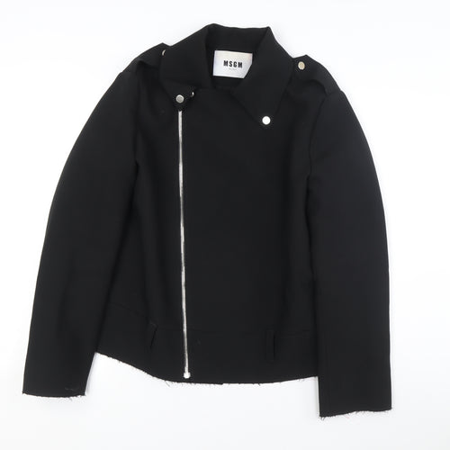 MSGM Women's Black Motorcycle Jacket - Slim Fit, M