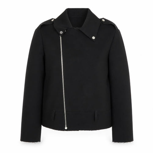 MSGM Women's Black Motorcycle Jacket - Slim Fit, M