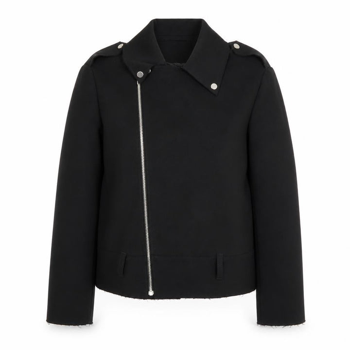 MSGM Women's Black Motorcycle Jacket - Slim Fit, M