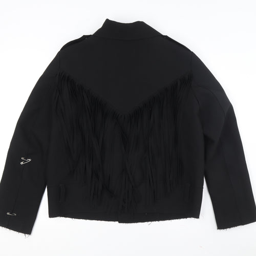 MSGM Women's Black Motorcycle Jacket - Slim Fit, M