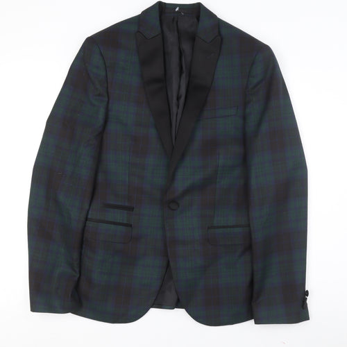 Marks and Spencer Men's Black, Green Super Slim Tuxedo Blazer 38R