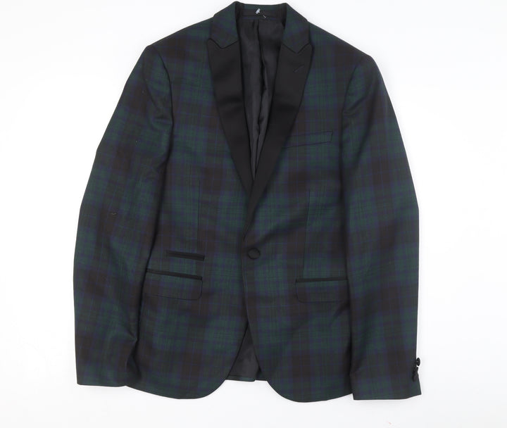 Marks and Spencer Men's Black, Green Super Slim Tuxedo Blazer 38R