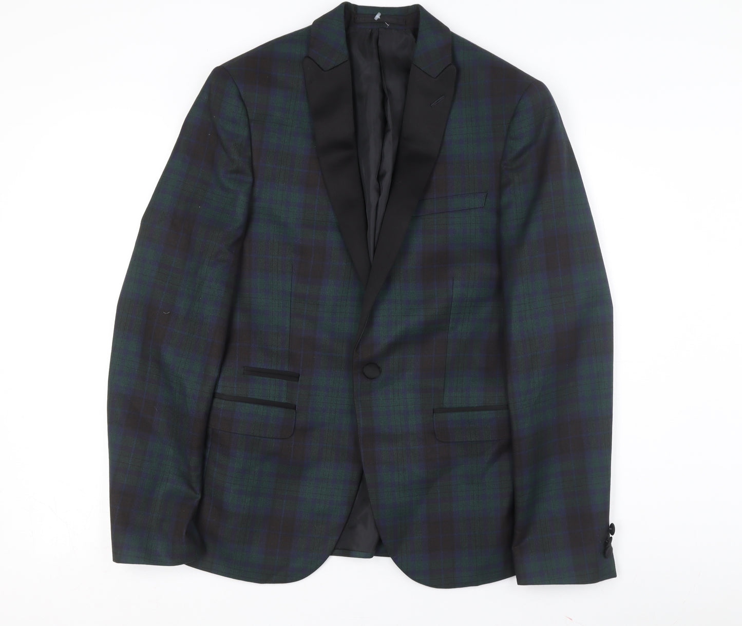 Marks and Spencer Men's Black, Green Super Slim Tuxedo Blazer 38R