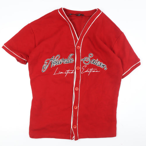 BoohooMan Men's Red XS Short Sleeve Limited Edition Shirt