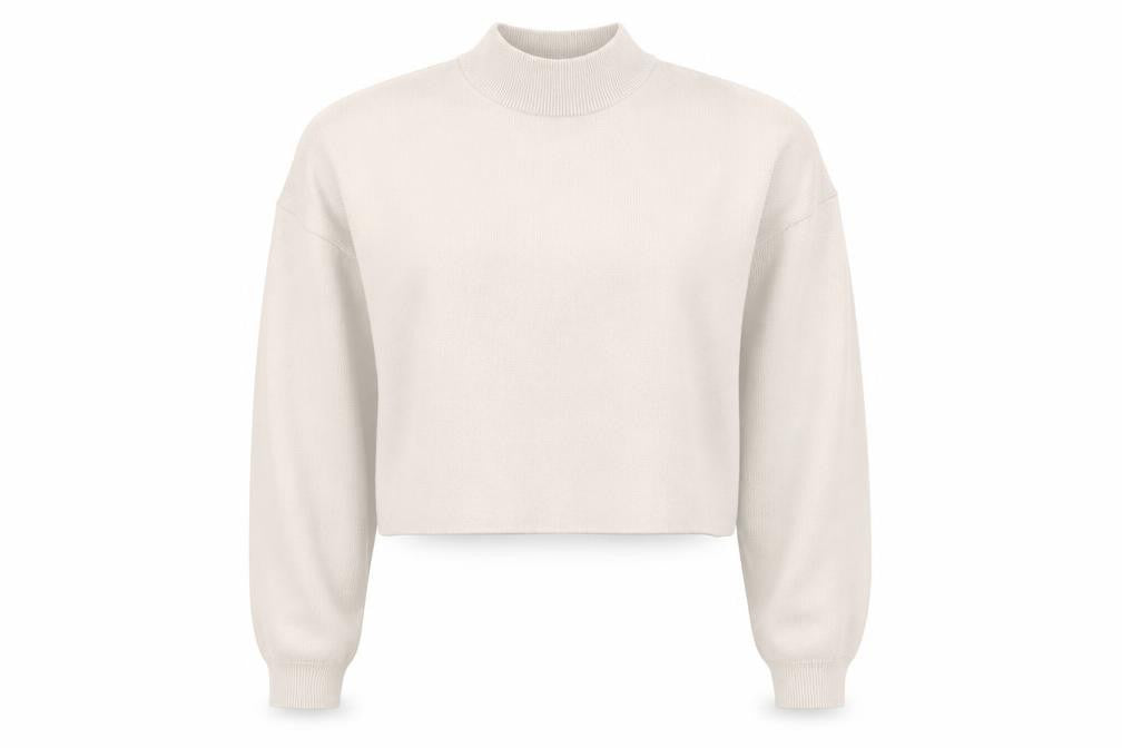 Front view of Bershka Women's Beige Mock Neck jumper 2XS