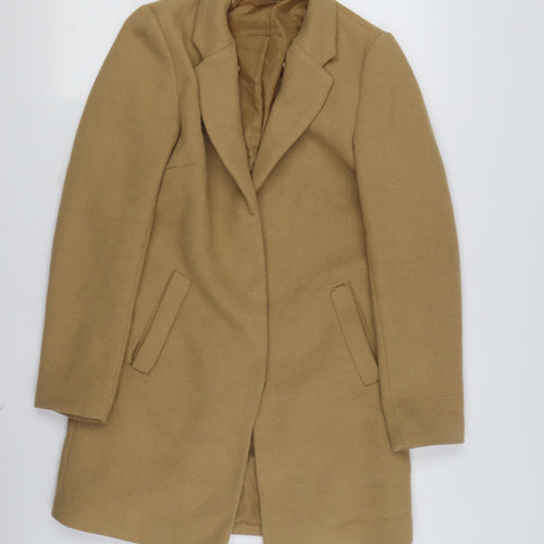 H&M Women's Beige Mid-Length Wool Overcoat Size 12