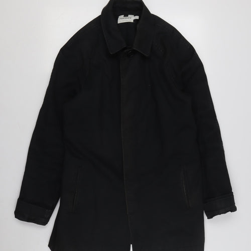 Topman Men's Black S Overcoat with Point Collar