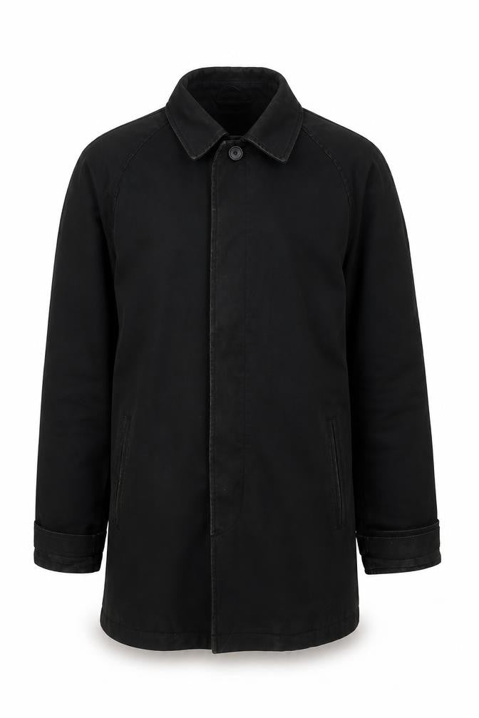 Front view of Topman Men's Black S Overcoat with Point Collar